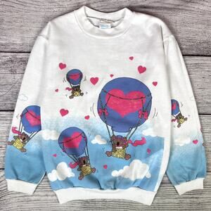 Vintage 1990s Teddy Bear Hearts Crewneck